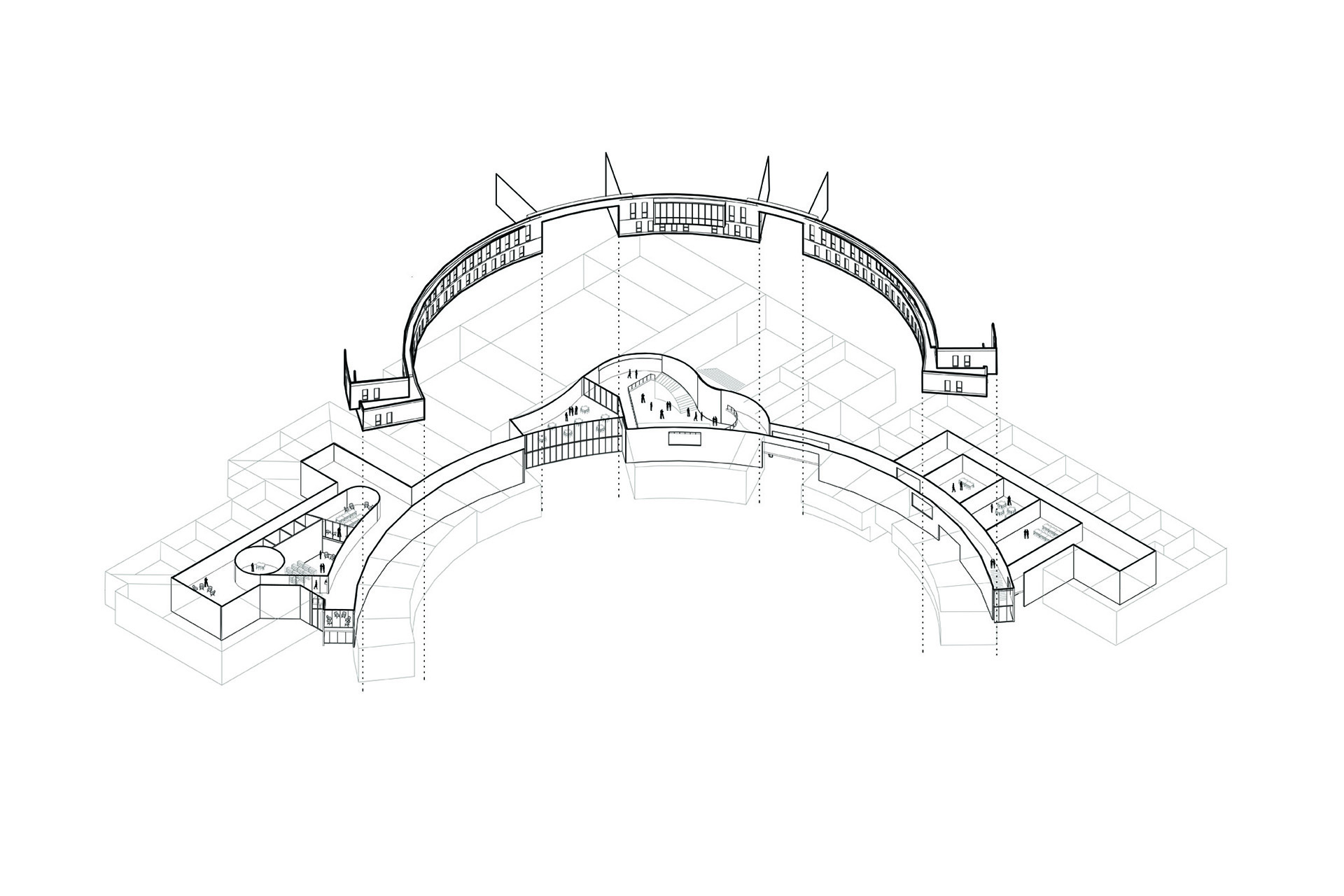 Axon of first and second floor of site