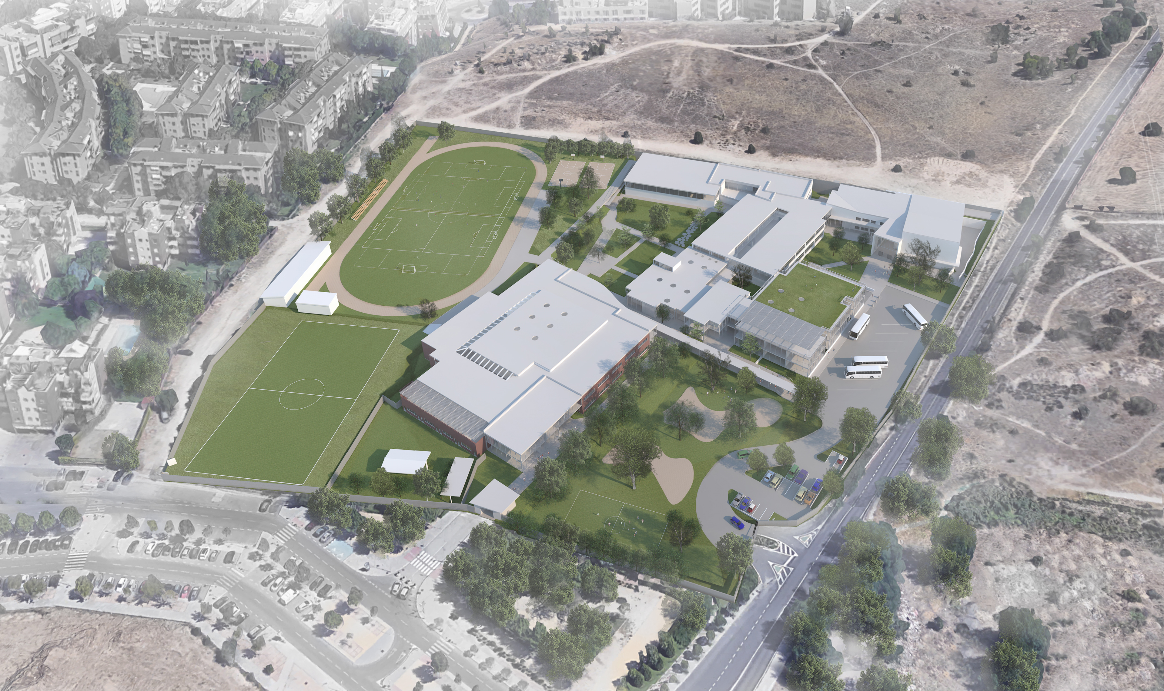 Aerial view rendering of master plan