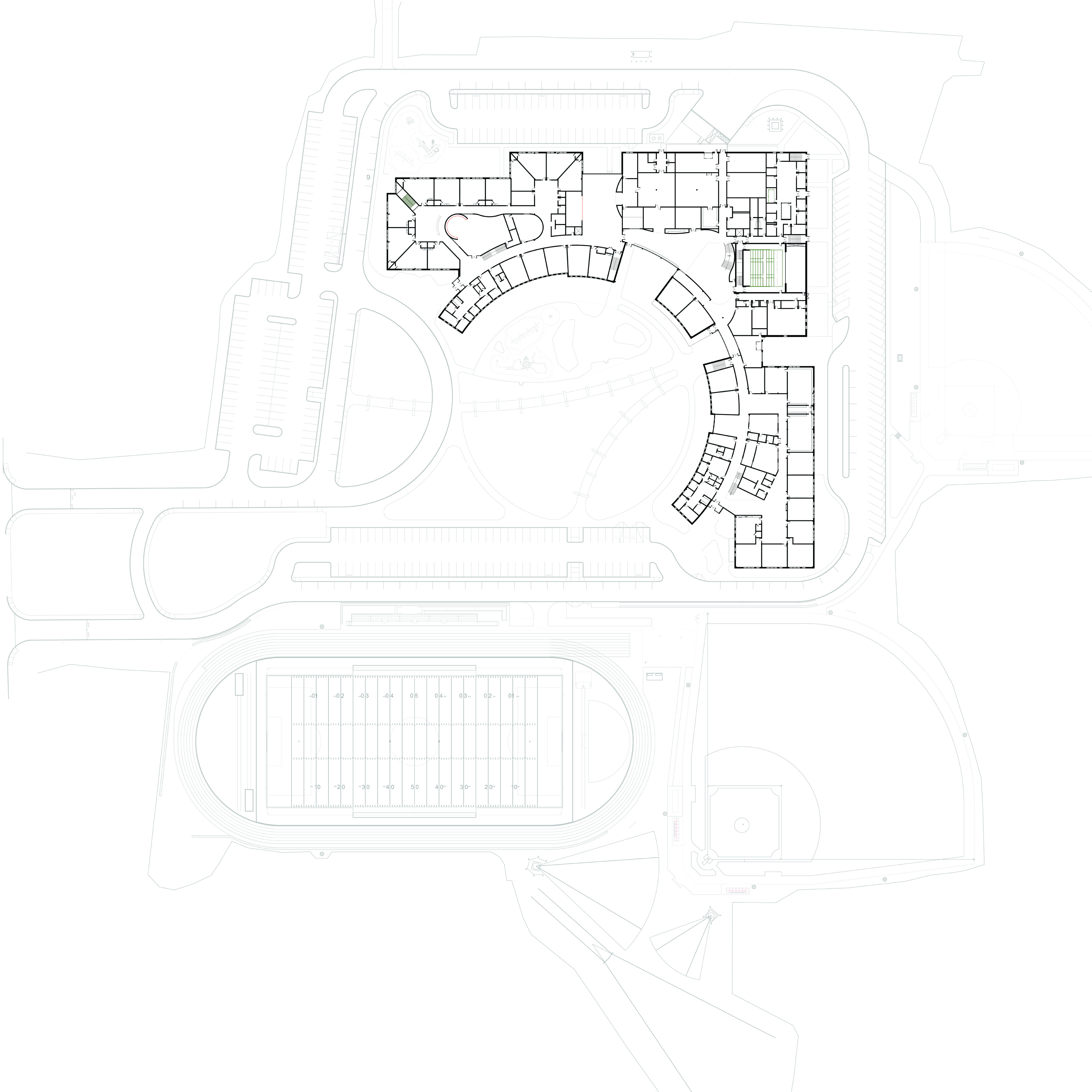 Aerial plan of first floor of site