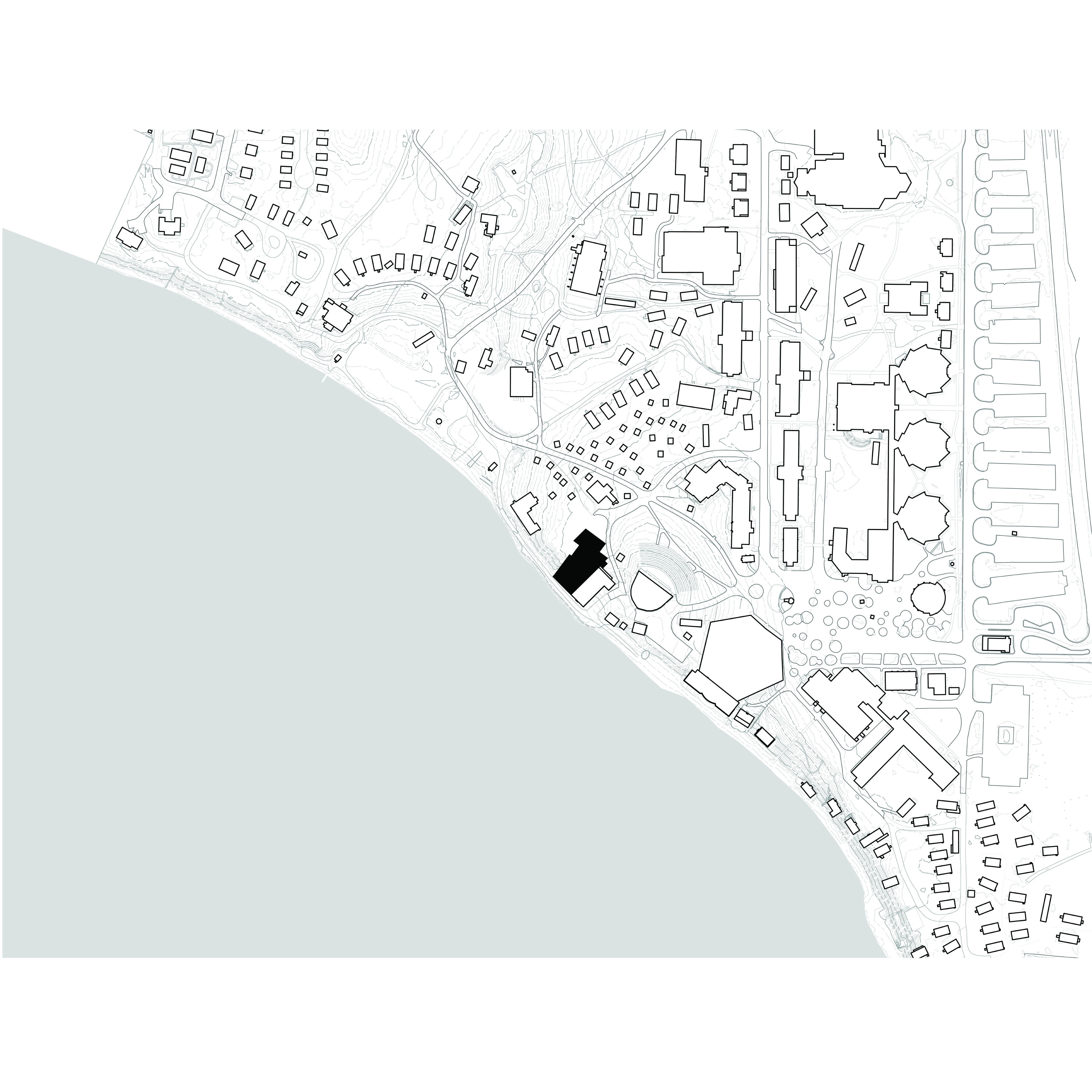 Aerial site plan for placement of Interlochen building 