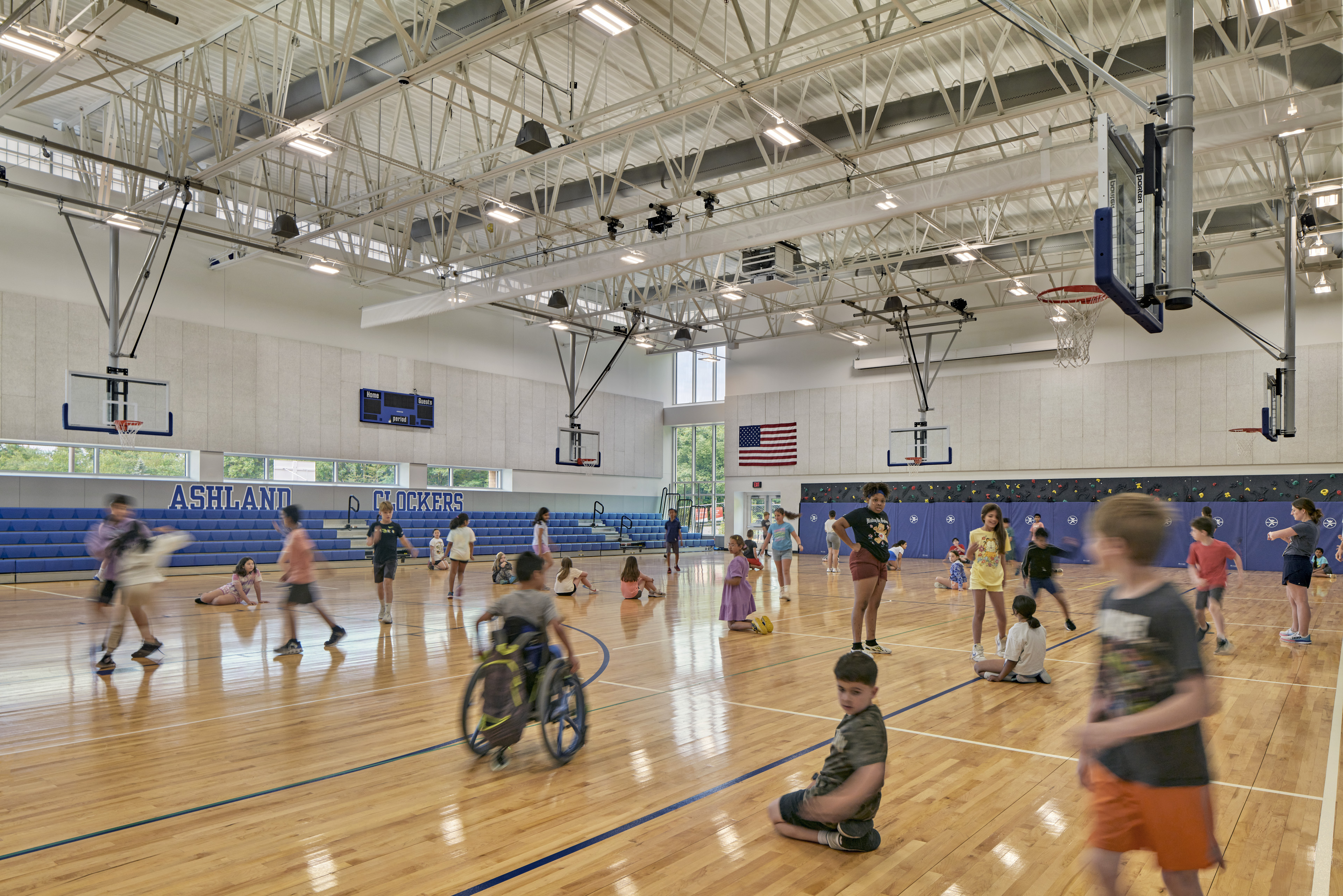 Students playing in gymnasium 