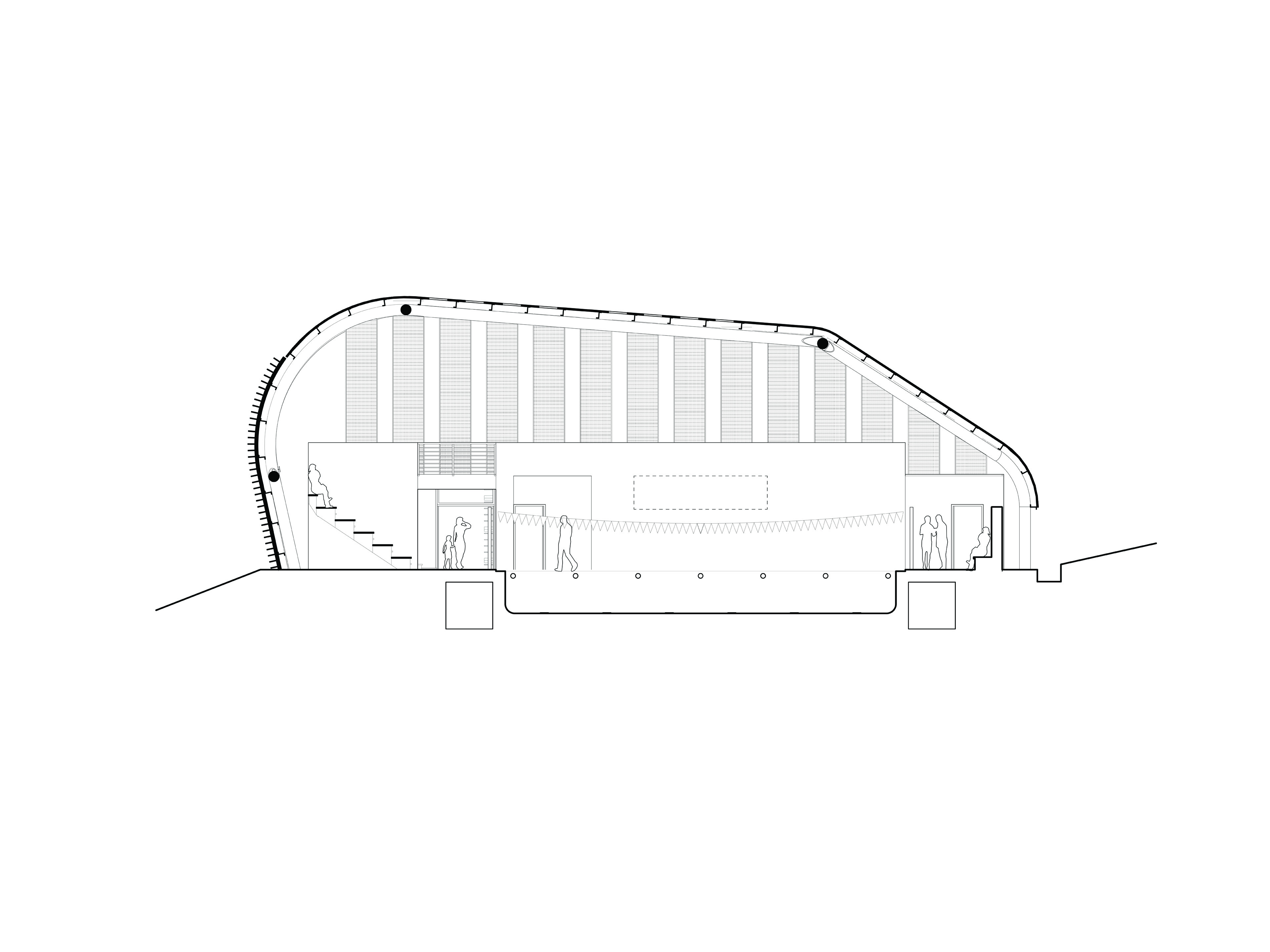 Section diagram of pool building